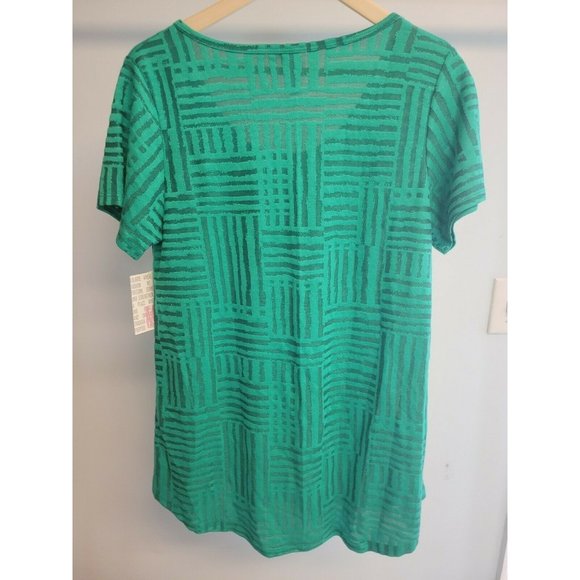 MEDIUM CLASSIC T TEE LuLaRoe GREEN Alternating Stripes NWT - Picture 5 of 5